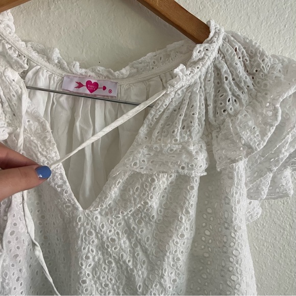 Shop Buddy Love Carla Ruffle White Eyelet Top Sz M - Picture 8 of 10